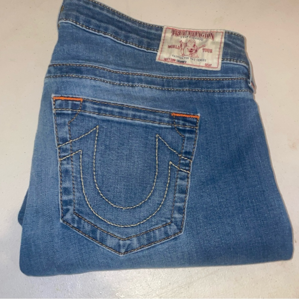 Vintage True Religion women  Skinny  Blue Demin. Size 34x29
